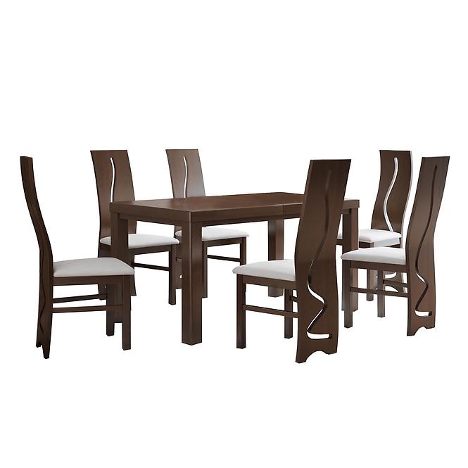 Zestaw stół i krzesła Tymon 1+6 ST805 II ciemny orzech KR804 BR281 margo 05 B