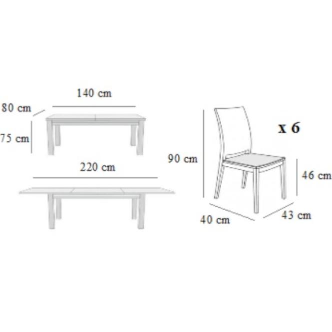 Zestaw stół i krzesła Oliwia 1+6 ST654 II dąb sonoma KR812