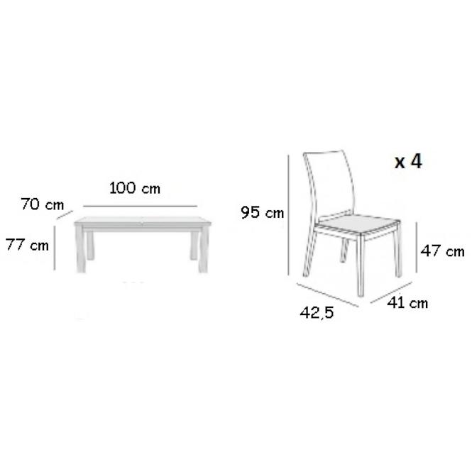 Zestaw stół i krzesła Sagittarius 1+4 ST29 100/70L sonoma W77 A-1