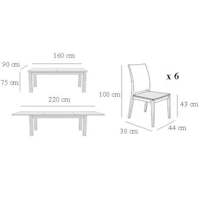 Zestaw stół i krzesła Julia 2 1+6