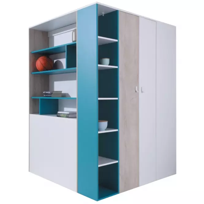 Szafa Planet  PL1 L/P 135 cm biały/dąb/morski
