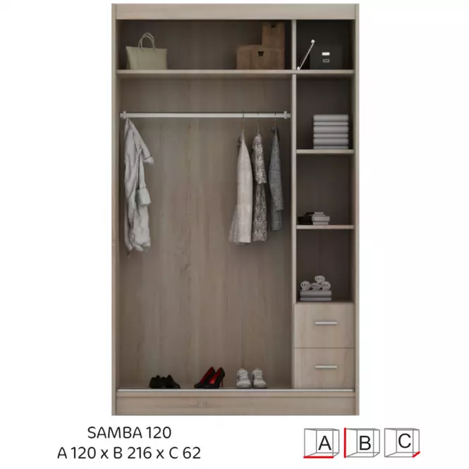 Szafa Samba 120 cm czarny połysk