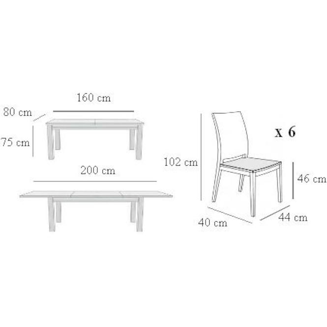 Zestaw stół i krzesła Daria2 1+6