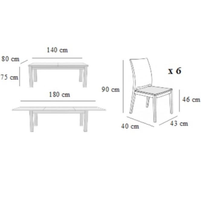 Zestaw stół i krzesła Oliwia 2 1+6