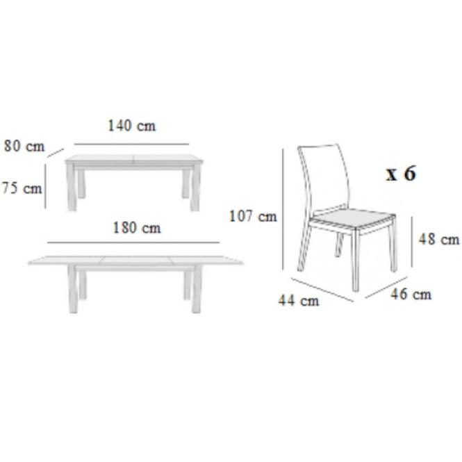 Zestaw stół i krzesła Kaja 1+6 ST807 I wenge KR