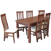 Zestaw stół i krzesła Weronika 1+6 ST654 I kasztan KR810 BR2432 D1P EKO
