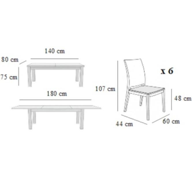 Zestaw stół i krzesła Weronika 1+6 ST654 I kasztan KR810 BR2432 D1P EKO