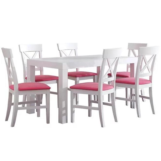 Zestaw stół i krzesła Fabian 1+6 ST723 IV 180x90+50 KR723 biały mat Casablanc