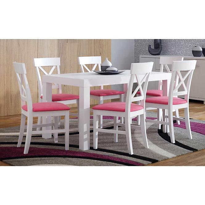 Zestaw stół i krzesła Fabian 1+6 ST723 IV 180x90+50 KR723 biały mat Casablanc