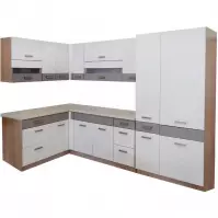 Kuchnia Global 160X290cm z blatem sonoma/biały/szary