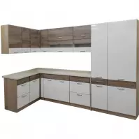 Kuchnia Econo 160 x 290cm z blatem sonoma/biały/san remo