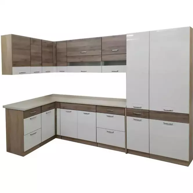 Kuchnia Econo 160 x 290cm z blatem sonoma/biały/san remo
