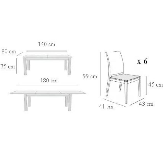 Zestaw stół i krzesła Iza 2 1+6
