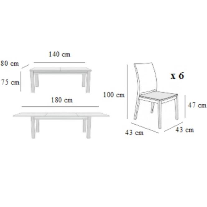 Zestaw stół i krzesła Paweł 3 1+6 ST667 I KR755 orzech ekf cappuccino