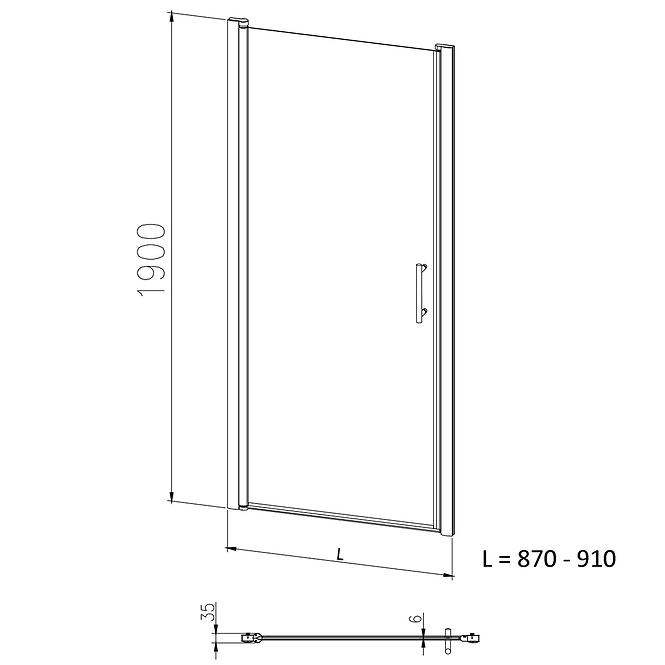 Drzwi prysznicowe Samos 90x190 nadruk chr.