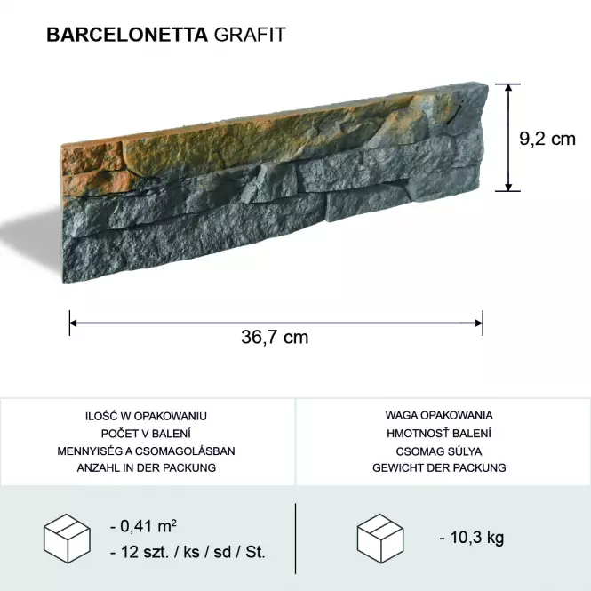Kamień Betonowy Barcelonetta Grafitowy