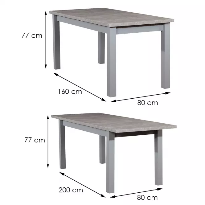 Stół rozkładany ST28 160/200x80cm beton