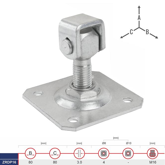 Zawias Regulowany do Przykręcania ZRDP16 80x80x3.0 M16