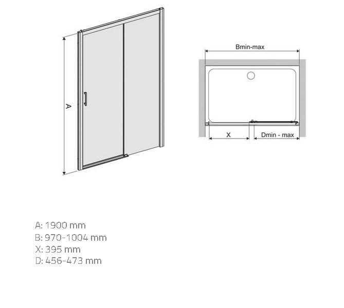 Drzwi prysznicowe D2P/Freezone 100 W0 Glass Protect