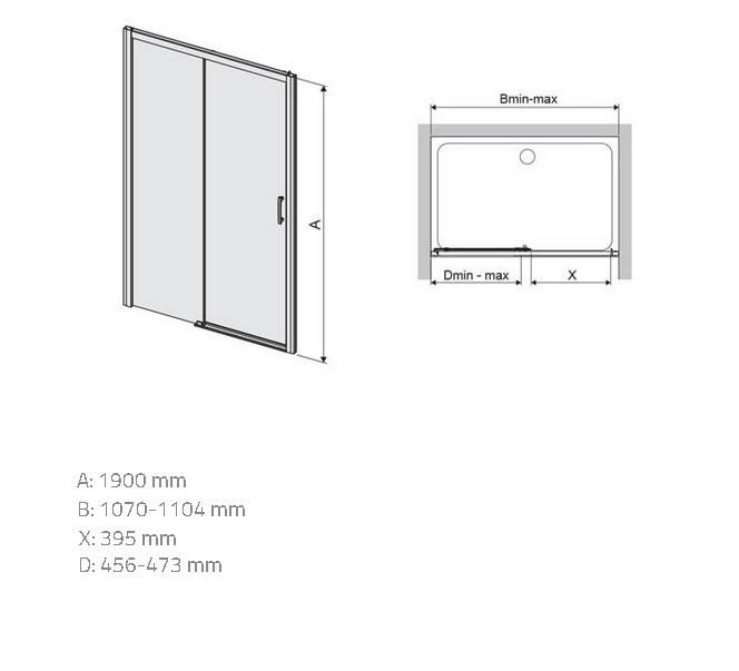 Drzwi prysznicowe D2L/Freezone 110 W0 Glass Protect