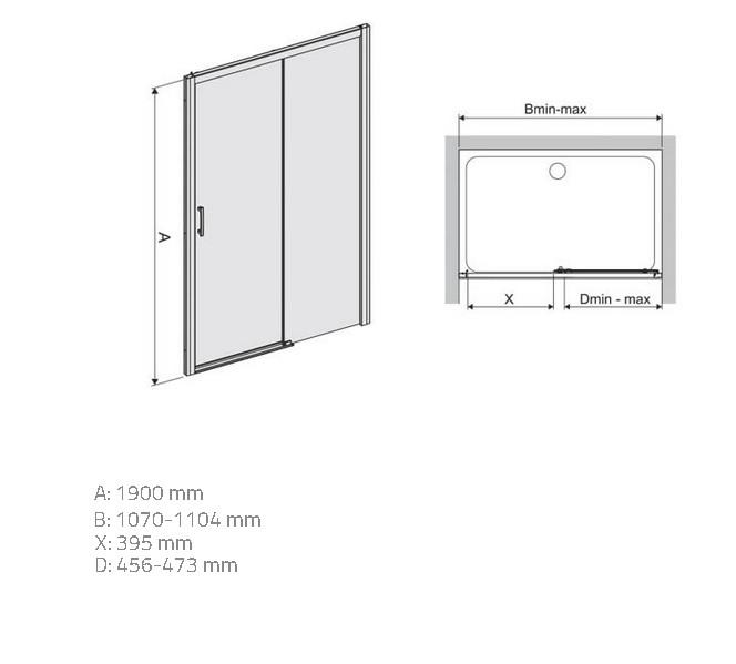 Drzwi prysznicowe D2P/Freezone 110 W0 Glass Protect