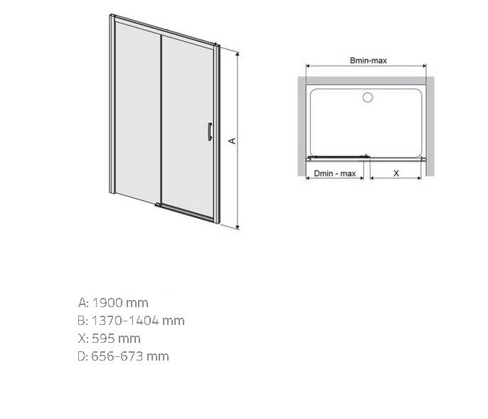 Drzwi prysznicowe D2L/Freezone 140 W0 Glass Protect