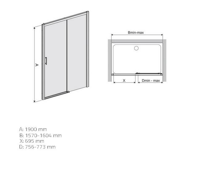 Drzwi prysznicowe D2P/Freezone 160 W0 Glass Protect