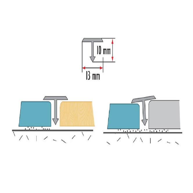 Profil T 13mm 1,0m aluminium polerowane