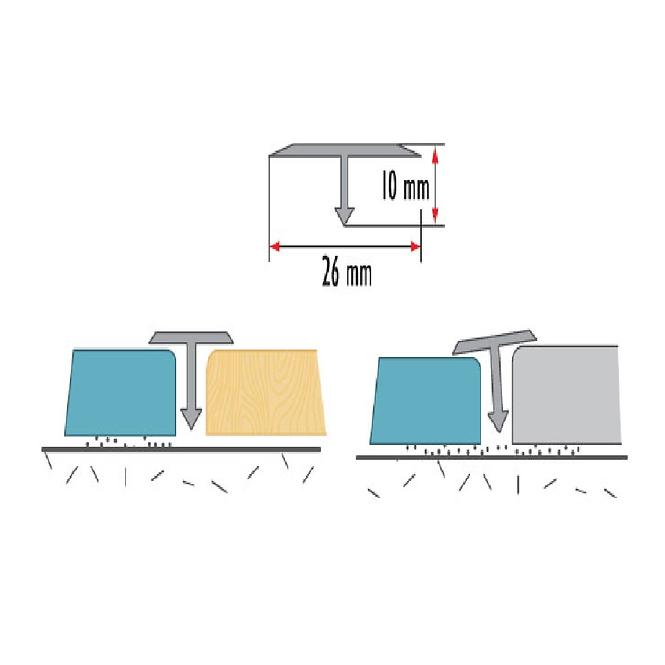 Profil T 26mm 1,0m aluminium polerowane