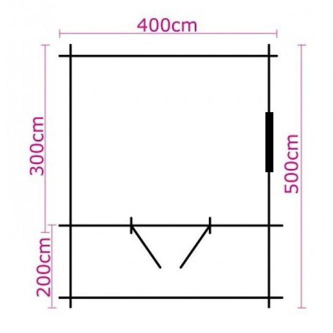 Domek Zuzia II 4x3m + taras 4x2m z oknem, z podłogą