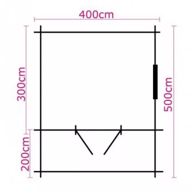 Domek Zuzia II 4x3m + taras 4x2m z oknem, z podłogą