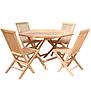 Komplet mebli drewno teakowe okrągły stół + 4 krzesła