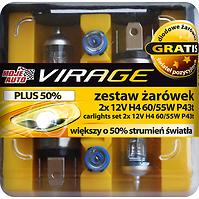 Virage- Zestaw Żarówek Plus 50% 12V H4 60/55W 2 Szt. + Gratis