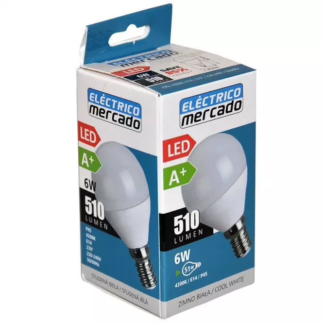 Żarówka LED EM 6W P45 E14 4200K,3