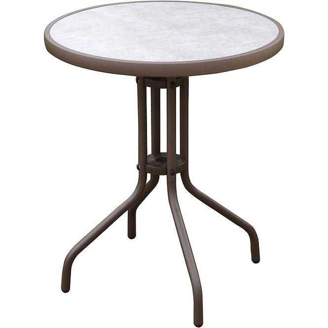 Stół szklany imitacja betonu brązowy