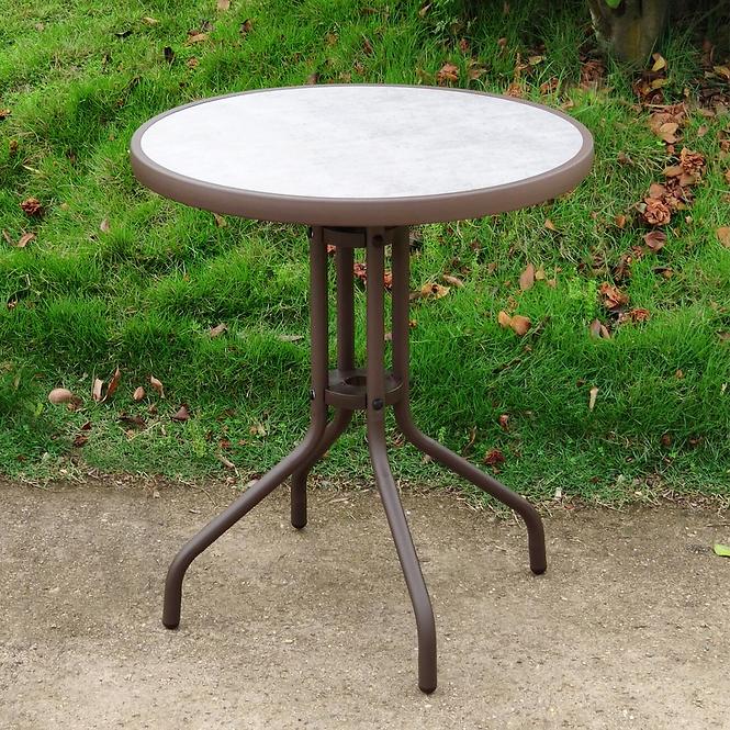 Stół szklany imitacja betonu brązowy