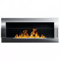 Biokominek 900x400  inox srebrny z szybą