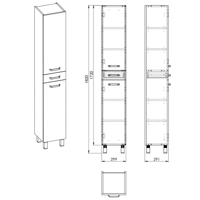 Słupek Uno 30 2D1S white