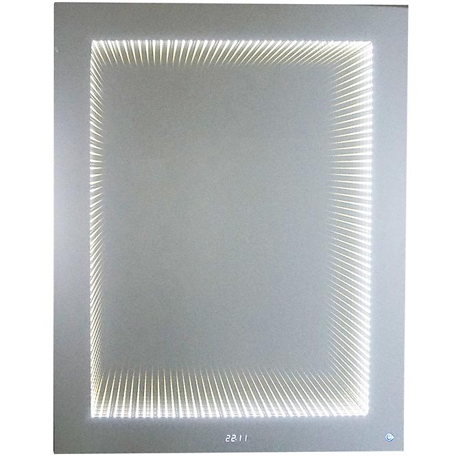 Lustro łazienkowe z oświetleniem LED efekt 3D z zegarem 80x100