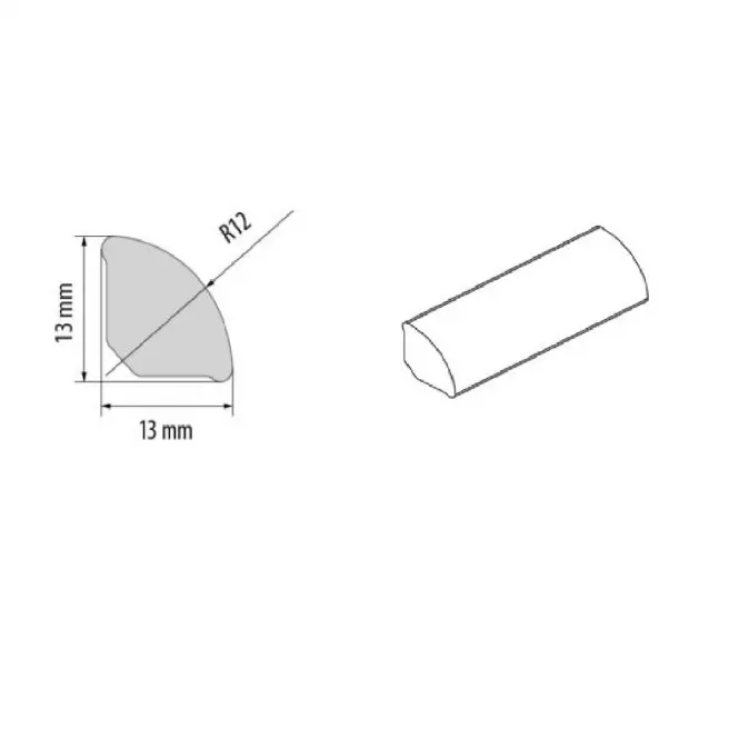 Ćwierćwałek PCV 13x13x2500mm biały,2