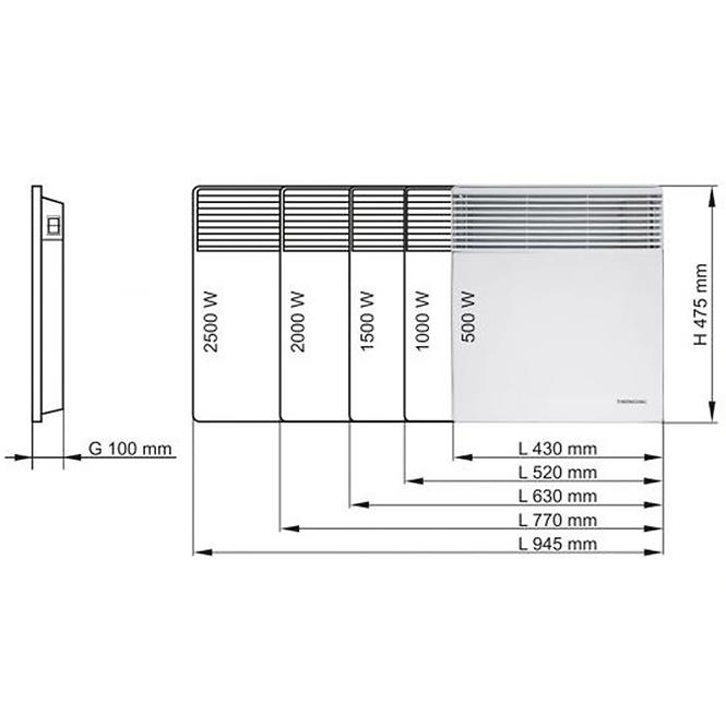 Konwektor elektryczny T17 -500 W - IP24