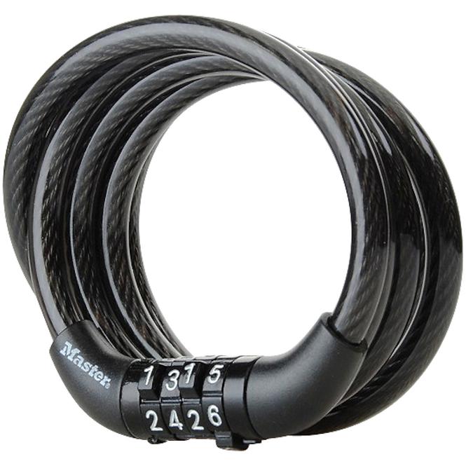Kłódka rowerowa kabel 1,2 m x 8mm szyfr czarna