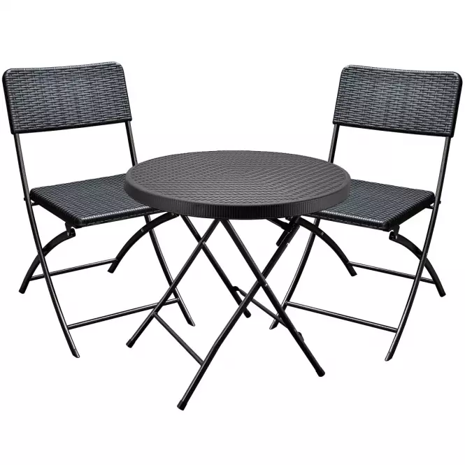 Komplet stół okrągły + 2 krzesła czarne