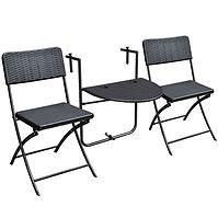 Komplet stół balkonowy + 2 krzesła czarne