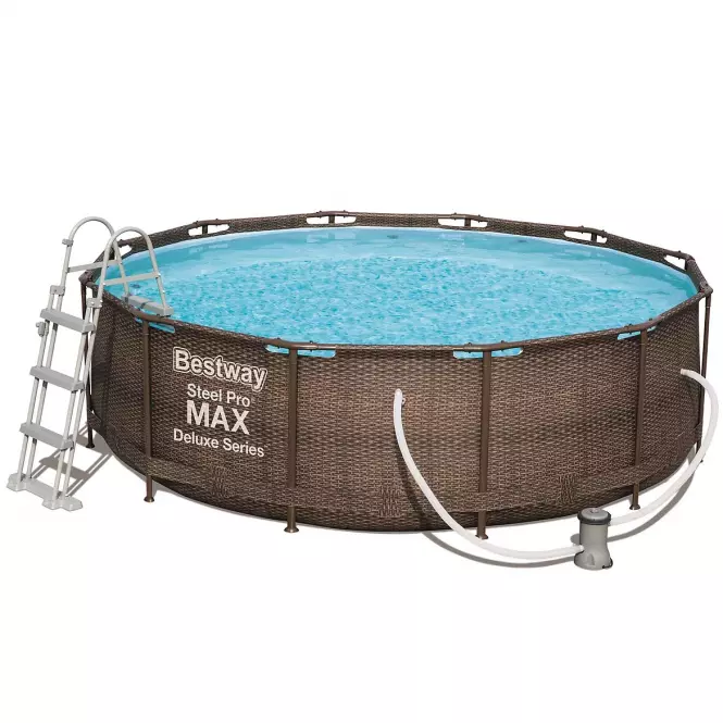 Basen stelażowy z pompą 3,66x1 m rattan 56709