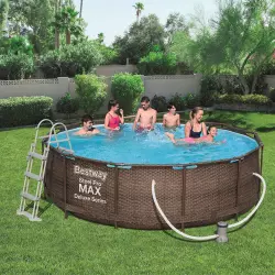 Basen stelażowy z pompą 3,66x1 m rattan 56709