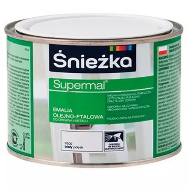 Śnieżka Supermal Emalia Olejno-Ftalowa farba do drewna i metalu Biała Matowa 0,8l