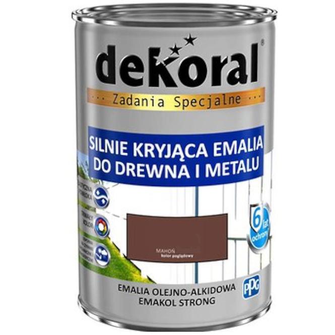 Dekoral Emakol Strong Silnie Kryjąca Emalia Do Drewna I Metalu Mahoń 0,9 L