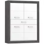 Komoda 4D Lenox ENXK421 biały połysk/beton
