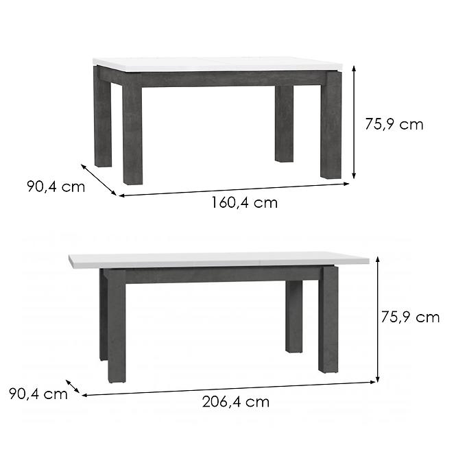 Stół rozkładany Lenox/Brugia ALCT44 160,4/206,4x90,4cm  biały połysk/beton